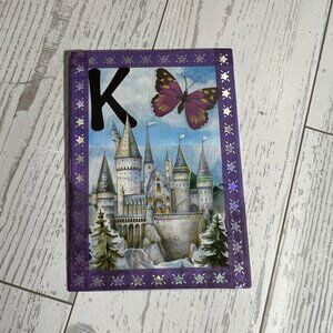 Original ACEO Art Card "K" Enchanted Castle Purple Butterfly Design